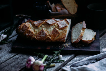 Wheat flour bread on the table