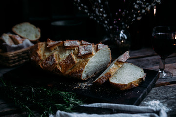 Wheat flour bread on the table