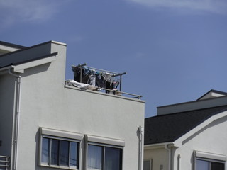 Fototapeta na wymiar 屋上の洗濯物 ～ Rooftop laundry