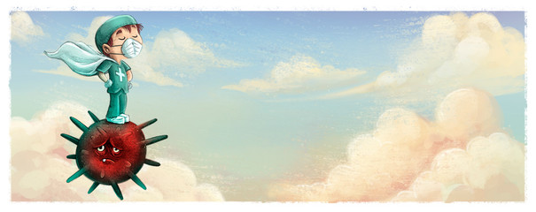 superhero male nurse fighting virus © cirodelia