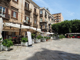 a typical italian plaza in sicily