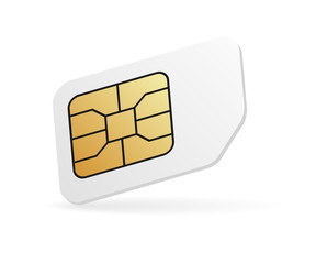 Blank mobile SIM card. Realistic cellular phone card.