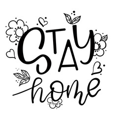 stay home written in typography poster design Save planet from corona virus.