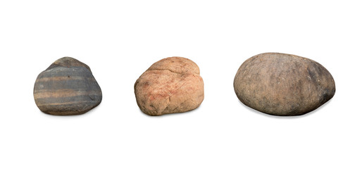 A group of stones rock lay isolated on white background,clipping paths . The collection of stones