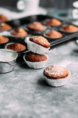Banana muffins on the table. Breakfast