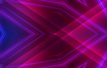 Dark abstract background with UV neon glow, blurred light lines, waves. Blue-pink neon light