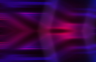 Dark abstract background with UV neon glow, blurred light lines, waves. Blue-pink neon light