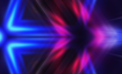 Fototapeta na wymiar Dark abstract background with UV neon glow, blurred light lines, waves. Blue-pink neon light