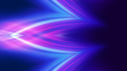 Dark abstract background with UV neon glow, blurred light lines, waves. Blue-pink neon light