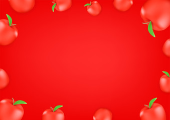 Red apples wallpaper. Social media message vector background. Copy space for a text