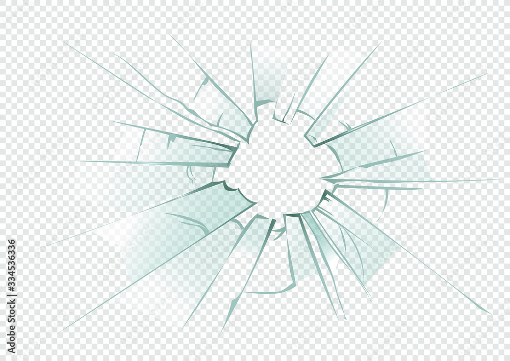 Poster broken transparent glass vector template for a design