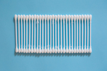 Cotton buds for cleaning ears and makeup. Caring for health and beauty.