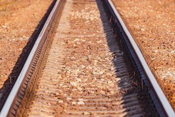 Fototapeta premium Close up image of one railway track.