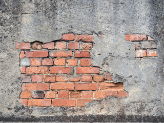 old red brick and cement wall texture background