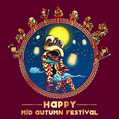 Mid Autumn Festival, moon-cake festival greetings template vector
