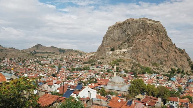Slow panning of the Afyonkarahisar cityscape, Turkey