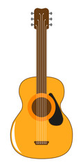 Obraz premium Classic acoustic guitar. Stringed Musical Instrument. Isolated silhouette of classical guitar on a white background. Flat style. For your design and business