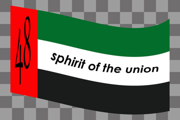48 UAE National Day Union Spirit United Arab Emirates, Flat Design Logo Celebrating Abu Dhabi Anniversary 48 National Day. Isolated card banner with UAE flag. Vector