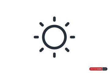 Sun Icon Line isolated on White Background. Flat Vector Icon Design Template Element.