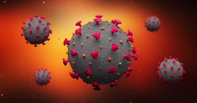 COVID-19 Coronavirus Under Microscope. Dangerous Virus Outbreak. COVID-19 Disease Spreading. Virus Related 3D Animation.