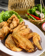 fried chicken with vegetables