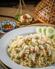 crab fried rice with vegetables