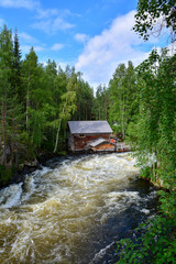 River landscape in Lapland Finland