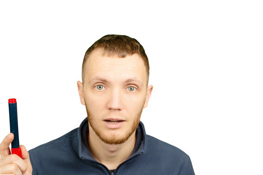 Man with marker in his hands