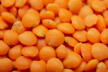 Lentil groats close-up. Macro photography