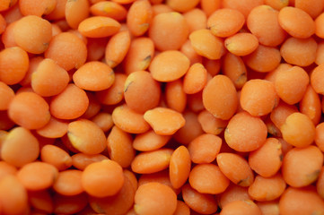 Lentil groats close-up. Closeup