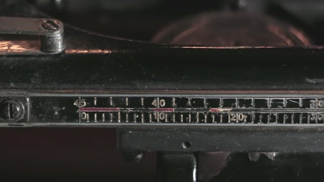 An old typewriter slider shoot. Keyboard of an old typewriter viewed from the top
