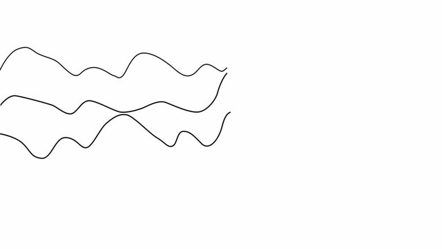 Self drawing line animation One continuous line drawing of nature beautiful landscape of mountains or sea waves.