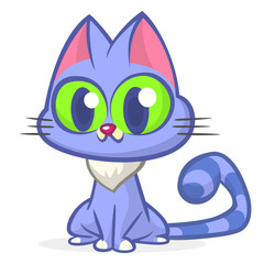 Cute and funny cartoon cat. Vector illustration