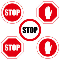 Stop sign, set. Infographic element. Vector illustration.