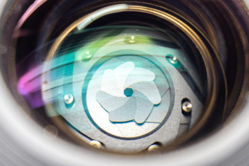 Close-up camera lens. Macro photography