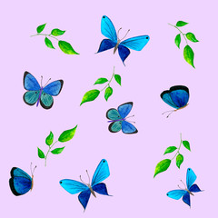 pattern with butterflies and leaves, suitable for decorating gifts, advertising or business cards