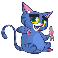 Cute and funny cartoon cat. Vector illustration