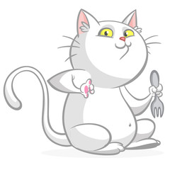 Cute and funny cartoon cat. Vector illustration
