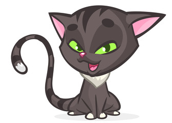 Cute and funny cartoon cat. Vector illustration