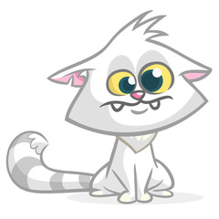 Cute and funny cartoon cat. Vector illustration