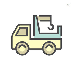 Crane and truck icon, 64x64 perfect pixel and editable stroke.