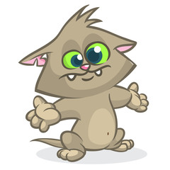 Cute and funny cartoon cat. Vector illustration