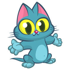 Cute and funny cartoon cat. Vector illustration