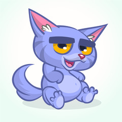 Cute and funny cartoon cat. Vector illustration