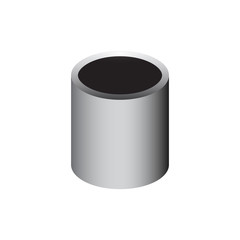 Steel or iron pipe product vector icon.  Hollow structural section (HSS) or round or hollow cylinder profile shape. Used as framing, truss structure in engineering, construction and building material.