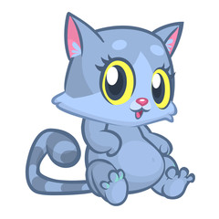 Cute and funny cartoon cat. Vector illustration