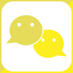 Vector illustration. Bubble speech communication application icon. App icon isolated green and yellow on white background for social media.