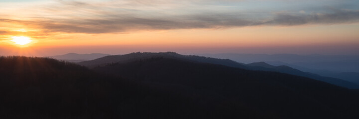 Naklejka na ściany i meble Sunset in the Matra Mountains, Hungary