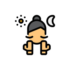 Face Beauty Treatment Noon and Night 24 Hours Icon, Logo, Vector