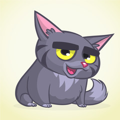Cute and funny cartoon cat. Vector illustration
